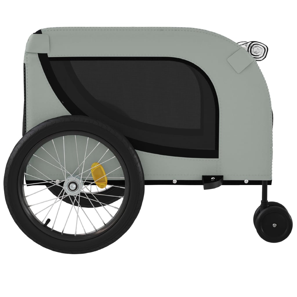 Remolque de bicicleta mascotas hierro tela Oxford gris negro