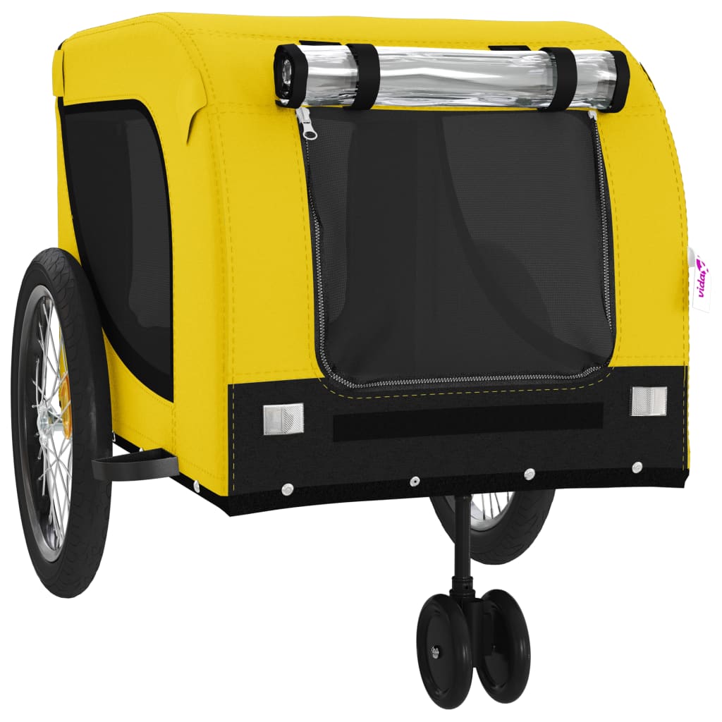 Remolque bicicleta mascotas hierro tela Oxford amarillo negro