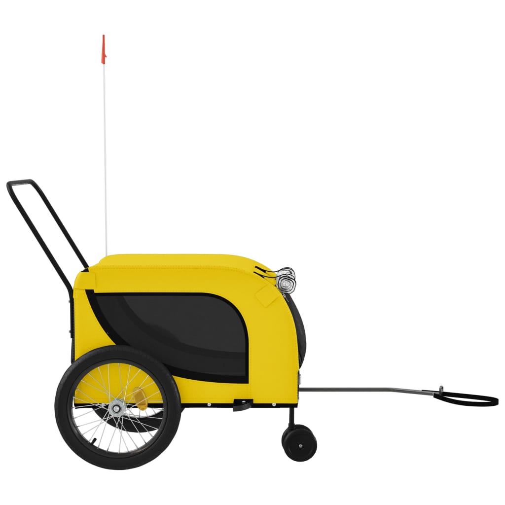 Remolque bicicleta mascotas hierro tela Oxford amarillo negro