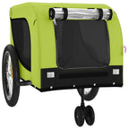 Remolque de bicicleta mascotas hierro tela Oxford verde negro