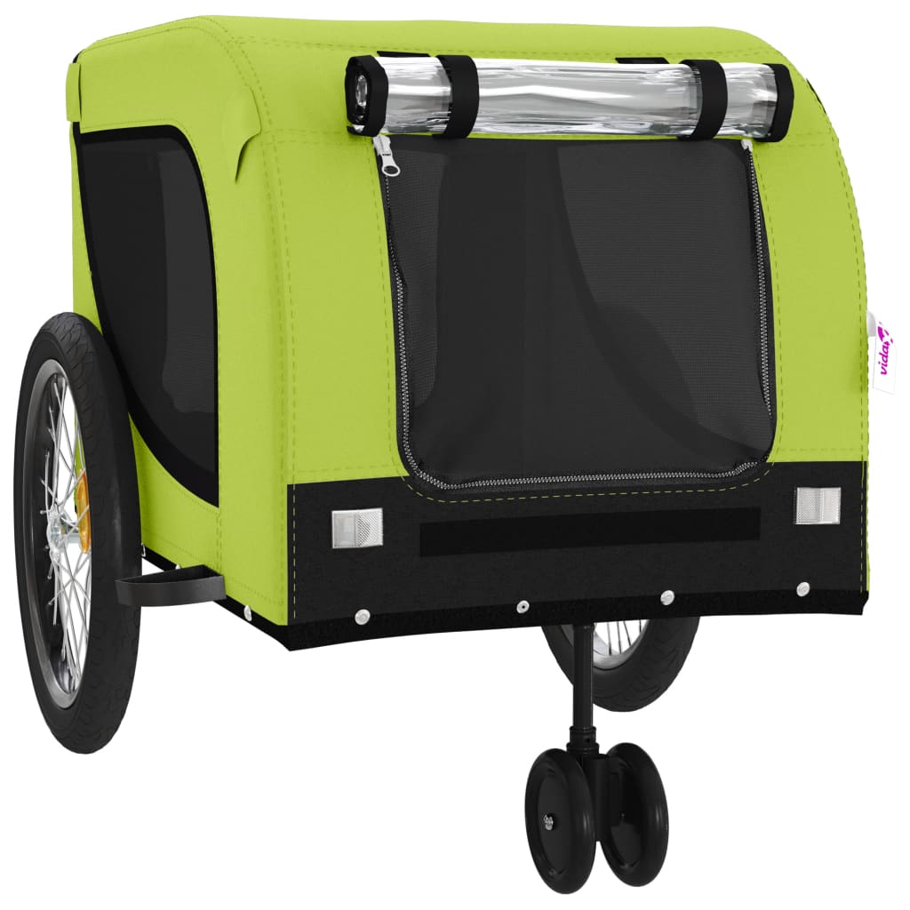 Remolque de bicicleta mascotas hierro tela Oxford verde negro