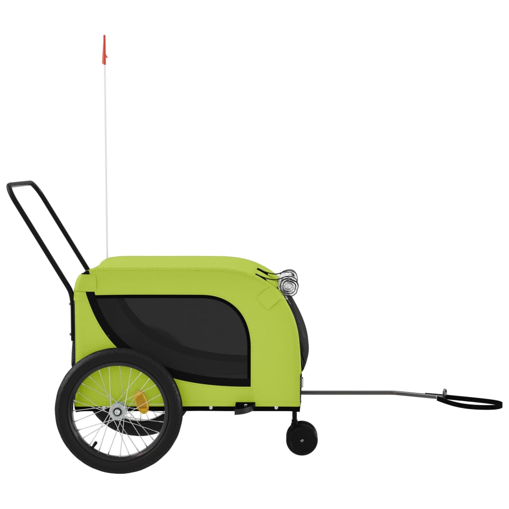 Remolque de bicicleta mascotas hierro tela Oxford verde negro