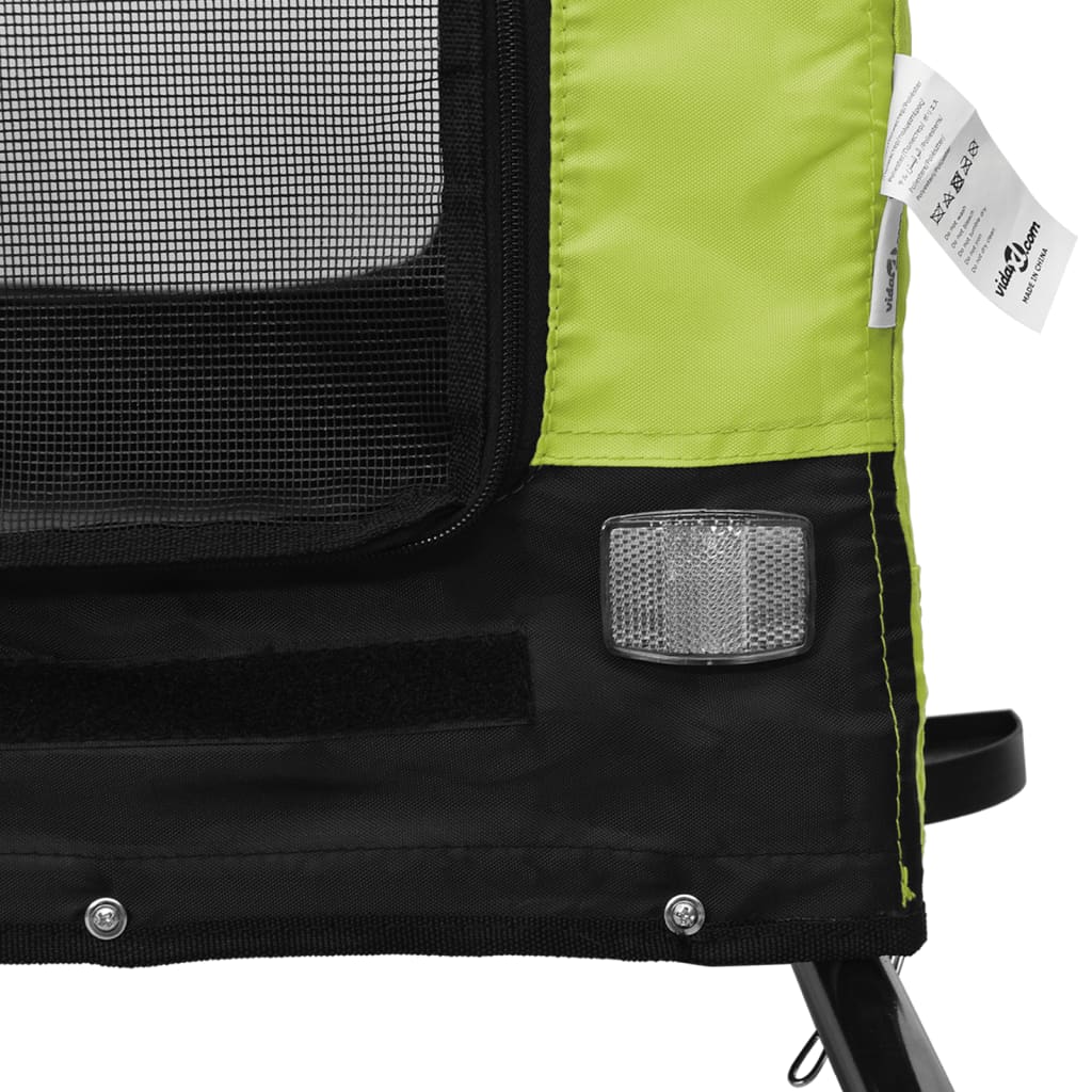 Remolque de bicicleta mascotas hierro tela Oxford verde negro