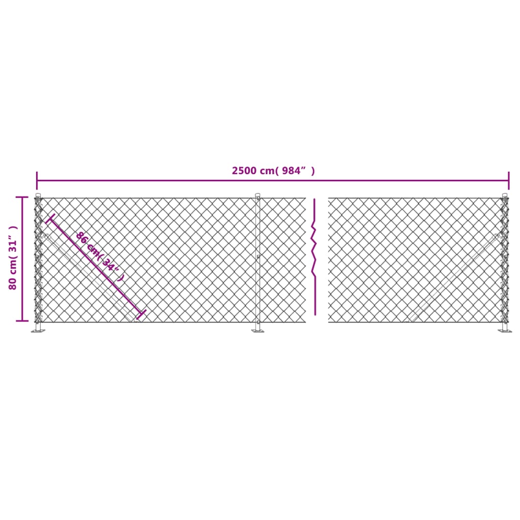 Cerca de alambre con brida gris antracita 0,8x25 m