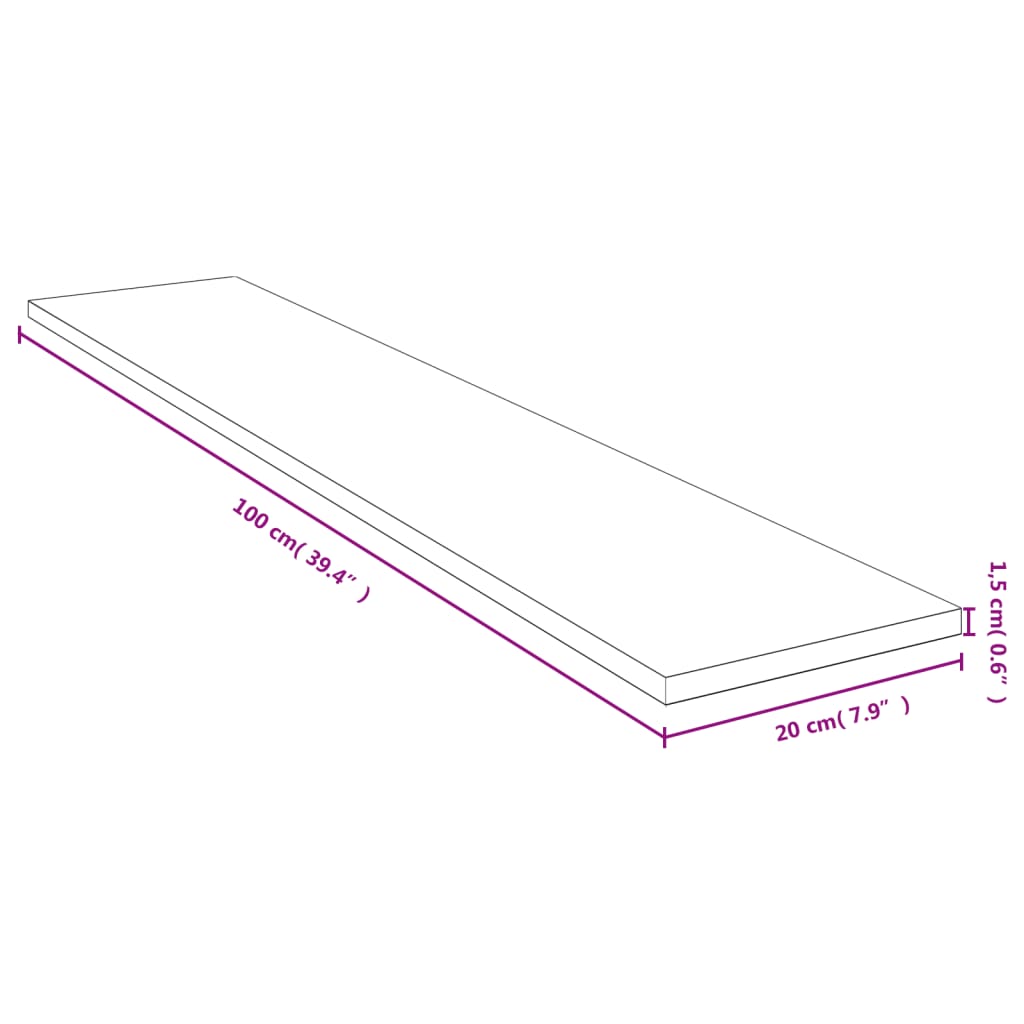 Estante de pared de bambú 100x20x1,5 cm