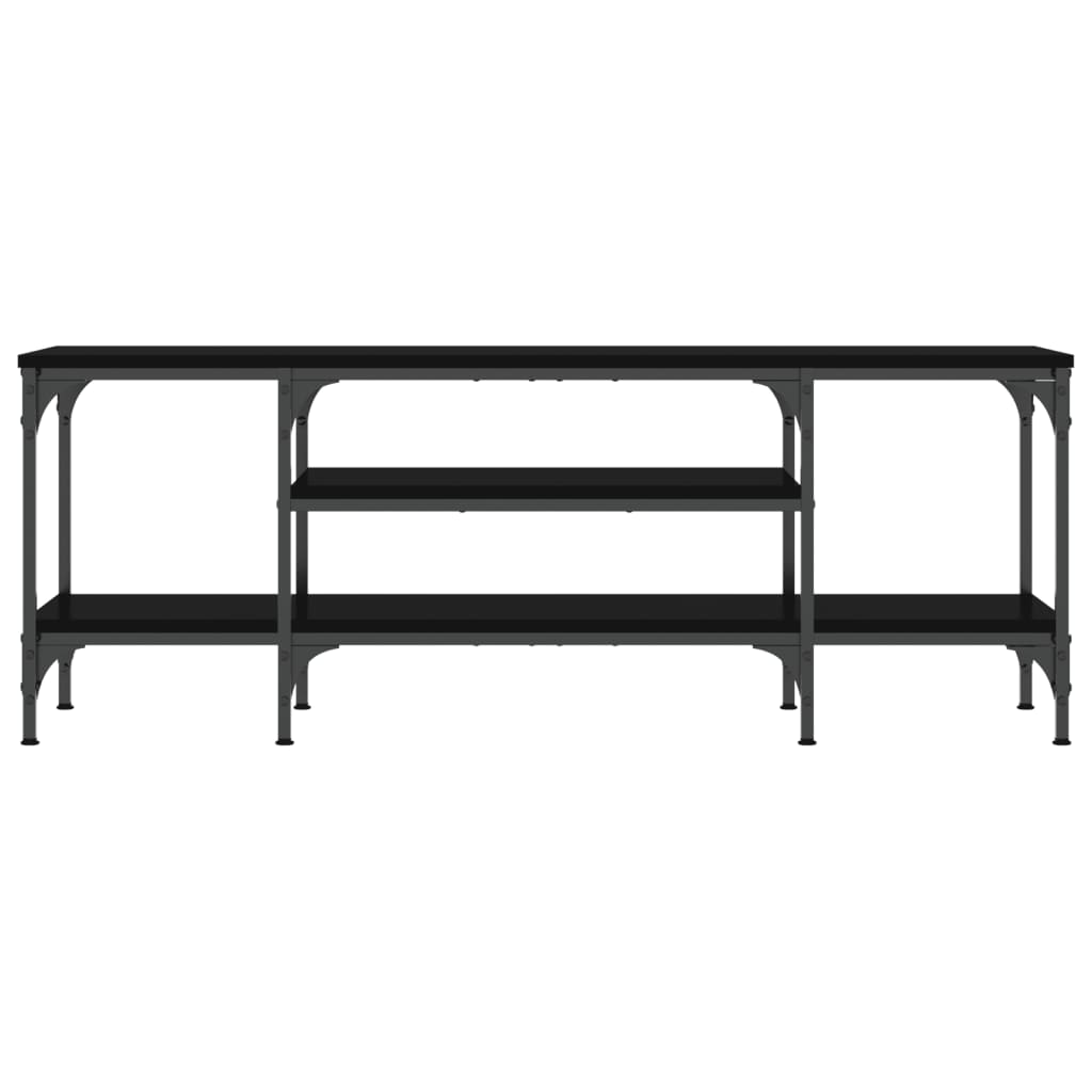 Mueble de TV hierro y madera contrachapada negro 121x35x45 cm