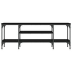 Mueble de TV hierro y madera contrachapada negro 121x35x45 cm
