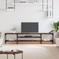 Mueble de TV hierro y madera contrachapada negro 121x35x45 cm