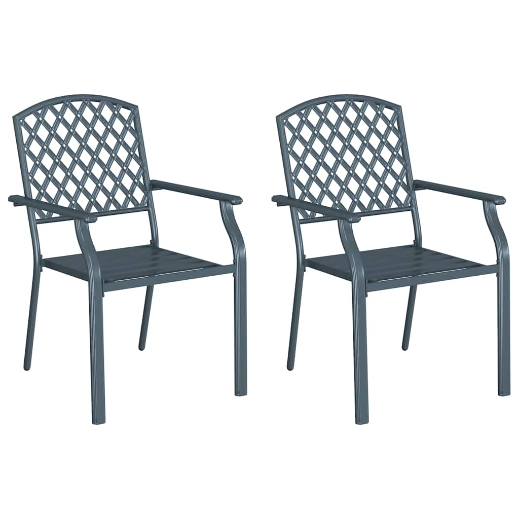 Silla de Jardín 2 pcs Antracita 56 x 65 x 89 cm Acero