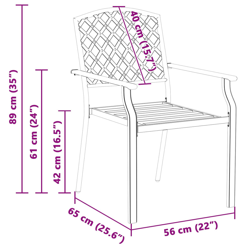 Silla de Jardín 2 pcs Antracita 56 x 65 x 89 cm Acero