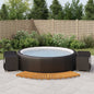 Acacia wood and black synthetic rattan hot tub surround