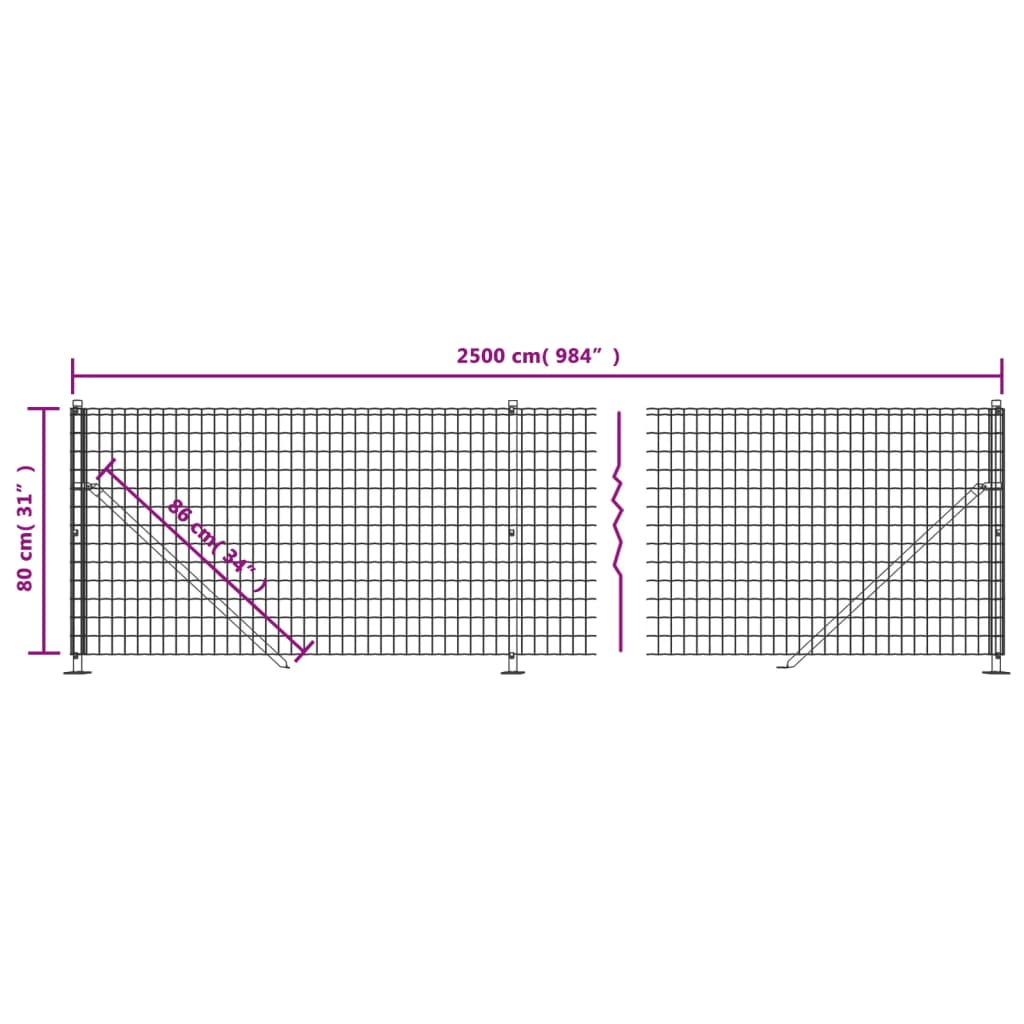 Cerca de alambre con brida verde 0,8x25 m