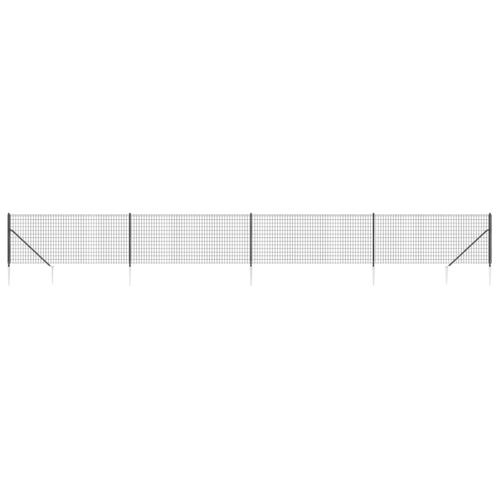 Cerca de alambre con pinchos de anclaje gris antracita 0,8x10 m