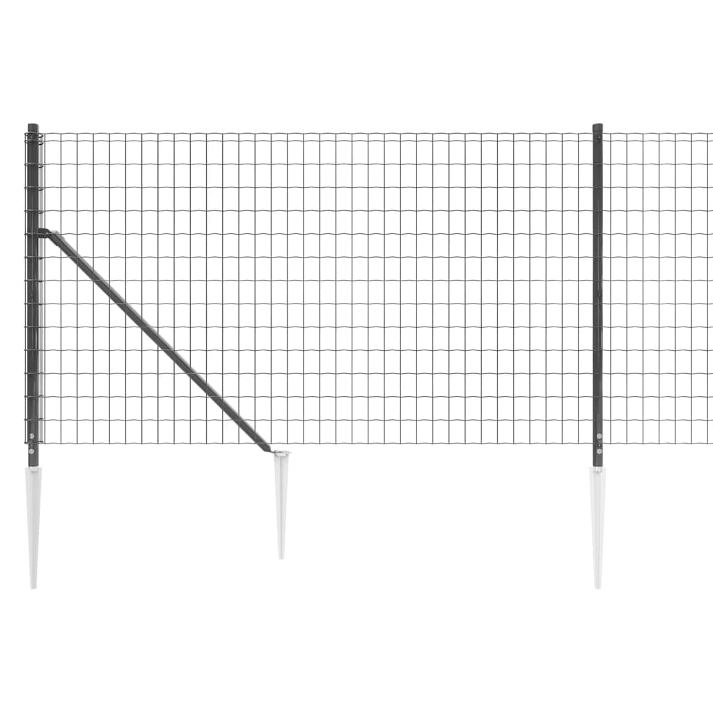 Cerca de alambre con pinchos de anclaje gris antracita 0,8x10 m