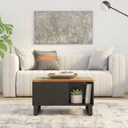 Mesa de centro con patas de metal OSLO madera maciza pino gris