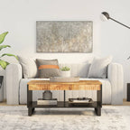 Mesa de centro con patas de metal OSLO madera maciza pino gris