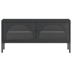 Mueble de TV vidrio y acero negro 105x35x50 cm