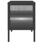 Mueble de TV vidrio y acero negro 105x35x50 cm