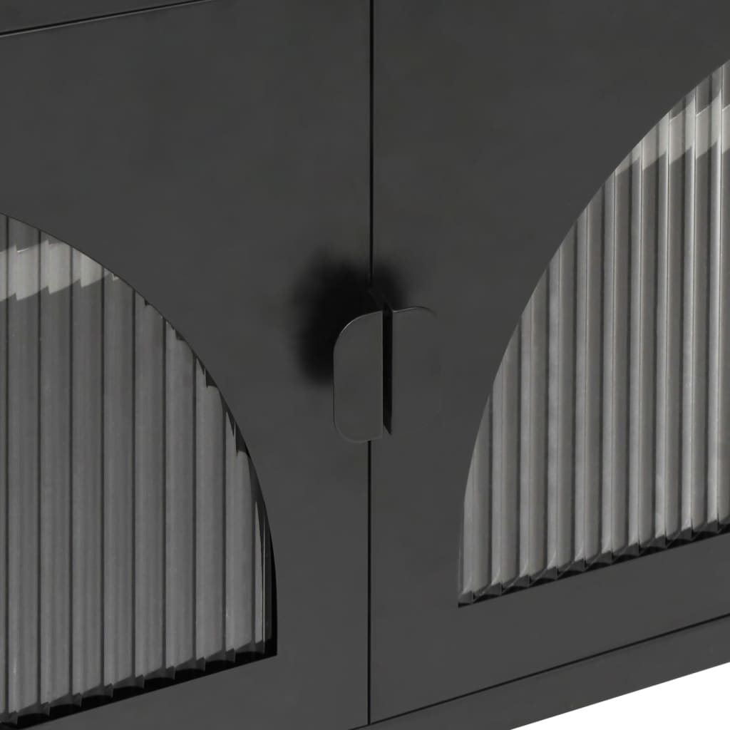 Mueble de TV vidrio y acero negro 105x35x50 cm
