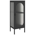 Aparador alto vidrio y acero negro 40x35x105 cm