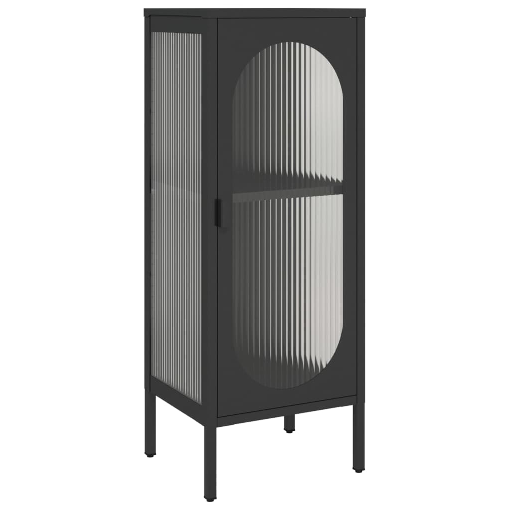 Aparador alto vidrio y acero negro 40x35x105 cm