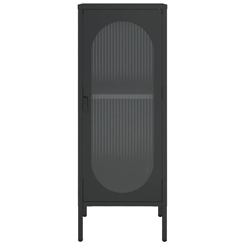 Aparador alto vidrio y acero negro 40x35x105 cm