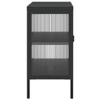 Aparador de vidrio y acero negro 105x35x70 cm