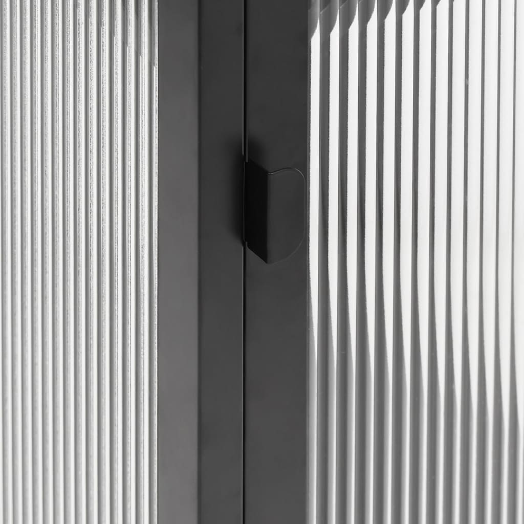 Aparador de vidrio y acero negro 105x35x70 cm