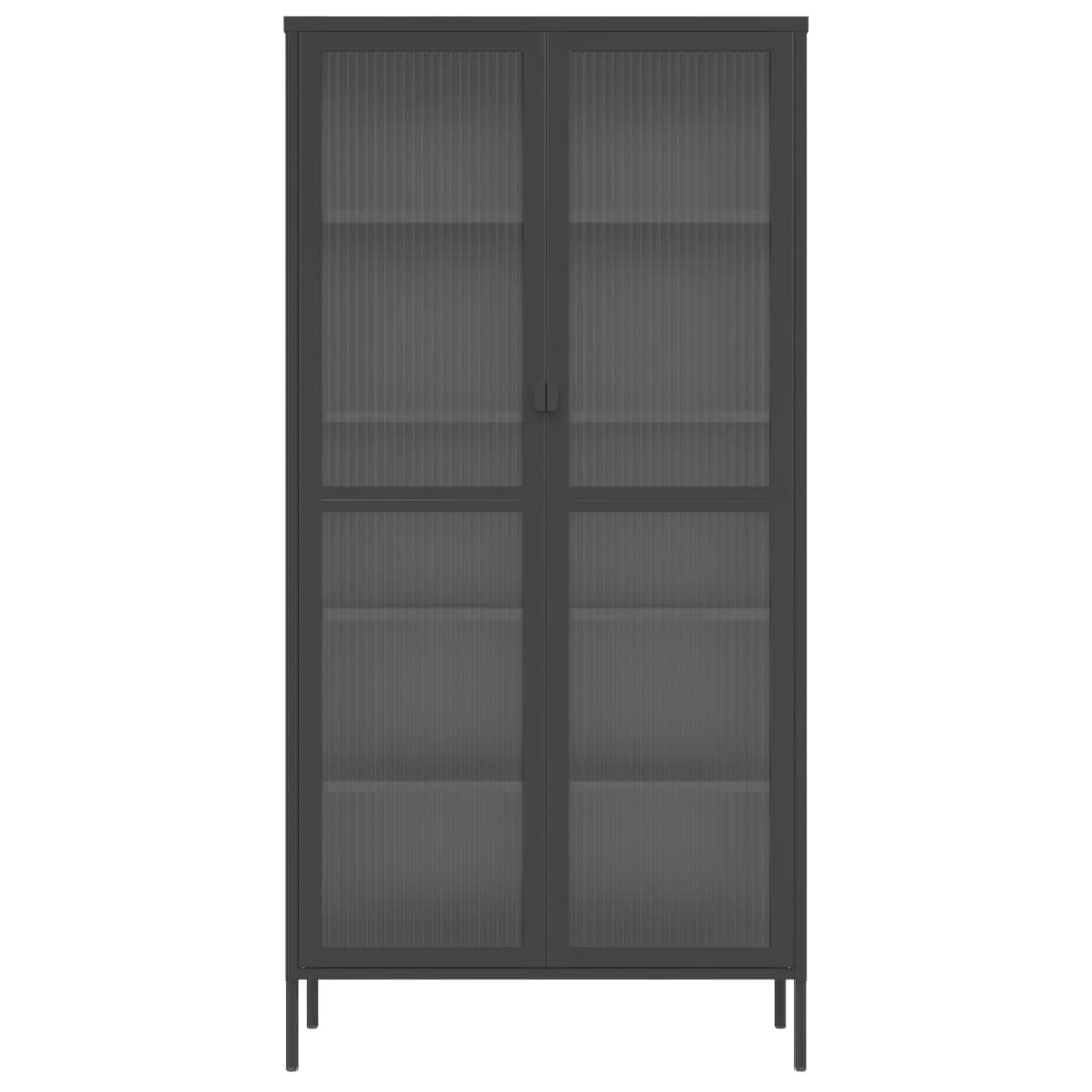 Aparador alto vidrio y acero negro 85x40x180 cm