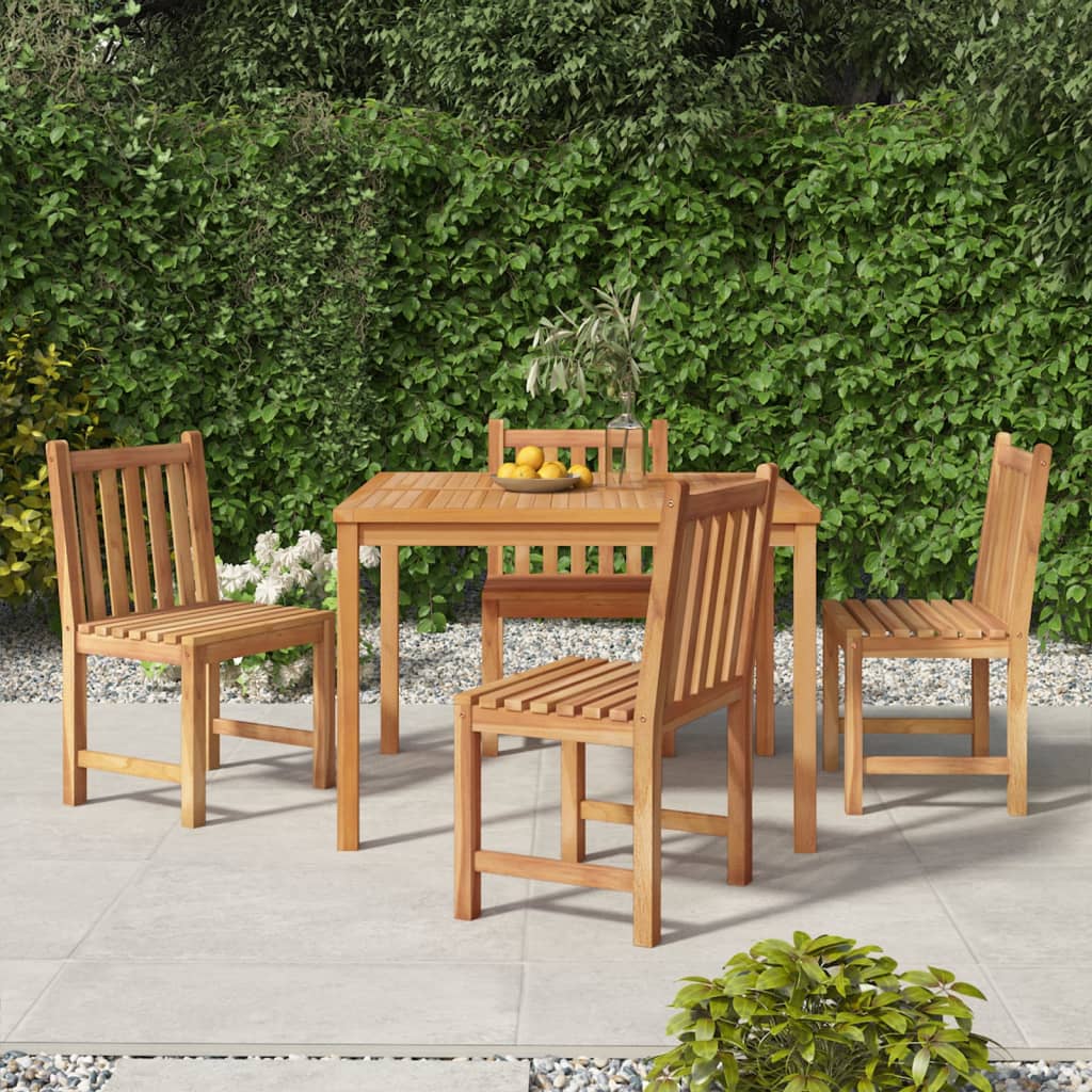 Juego de comedor para jardín 5 piezas madera maciza de teca
