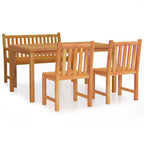 Juego de comedor de jardín 4 piezas madera maciza de teca