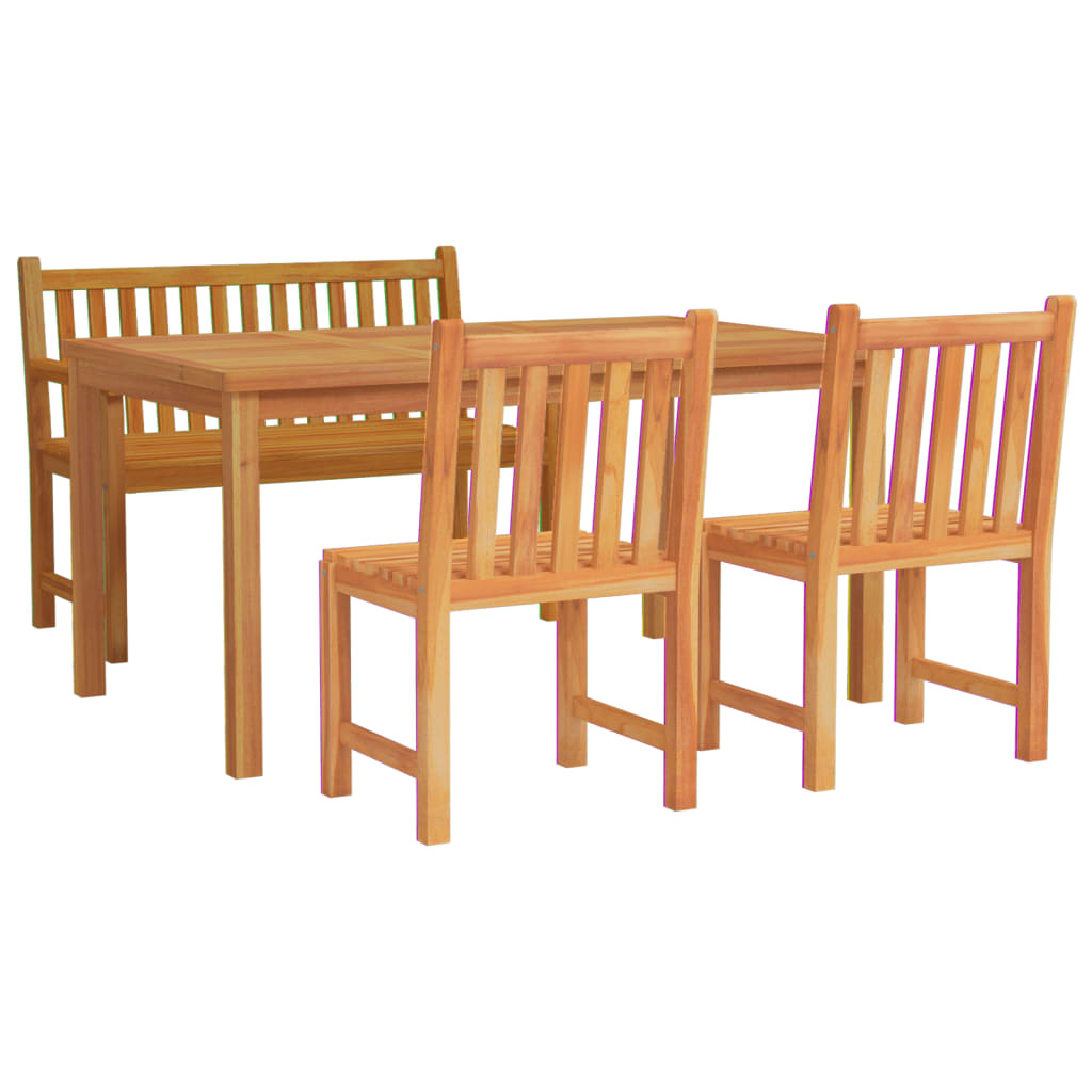 Juego de comedor de jardín 4 piezas madera maciza de teca