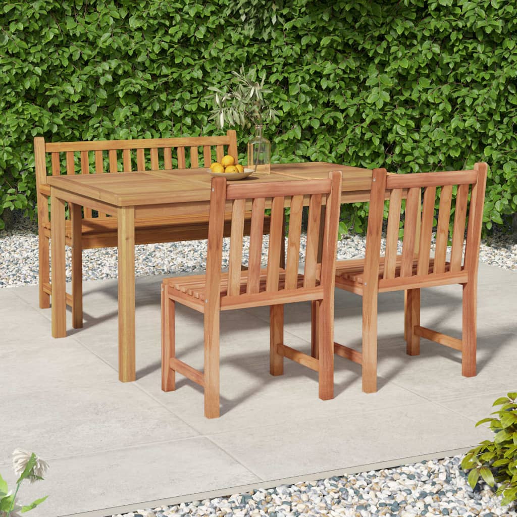 Juego de comedor de jardín 4 piezas madera maciza de teca