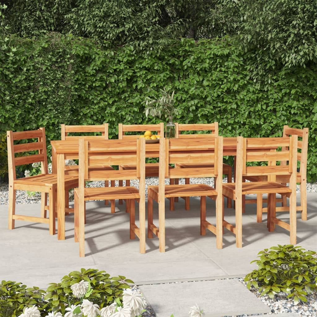 Juego de comedor para jardín 9 piezas madera maciza de teca