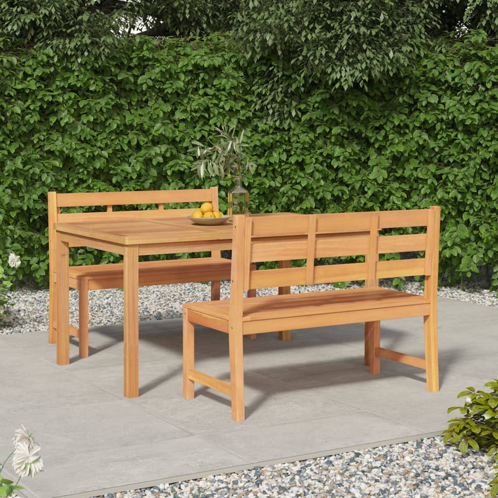Juego de comedor para jardín 3 pzas madera maciza de teca