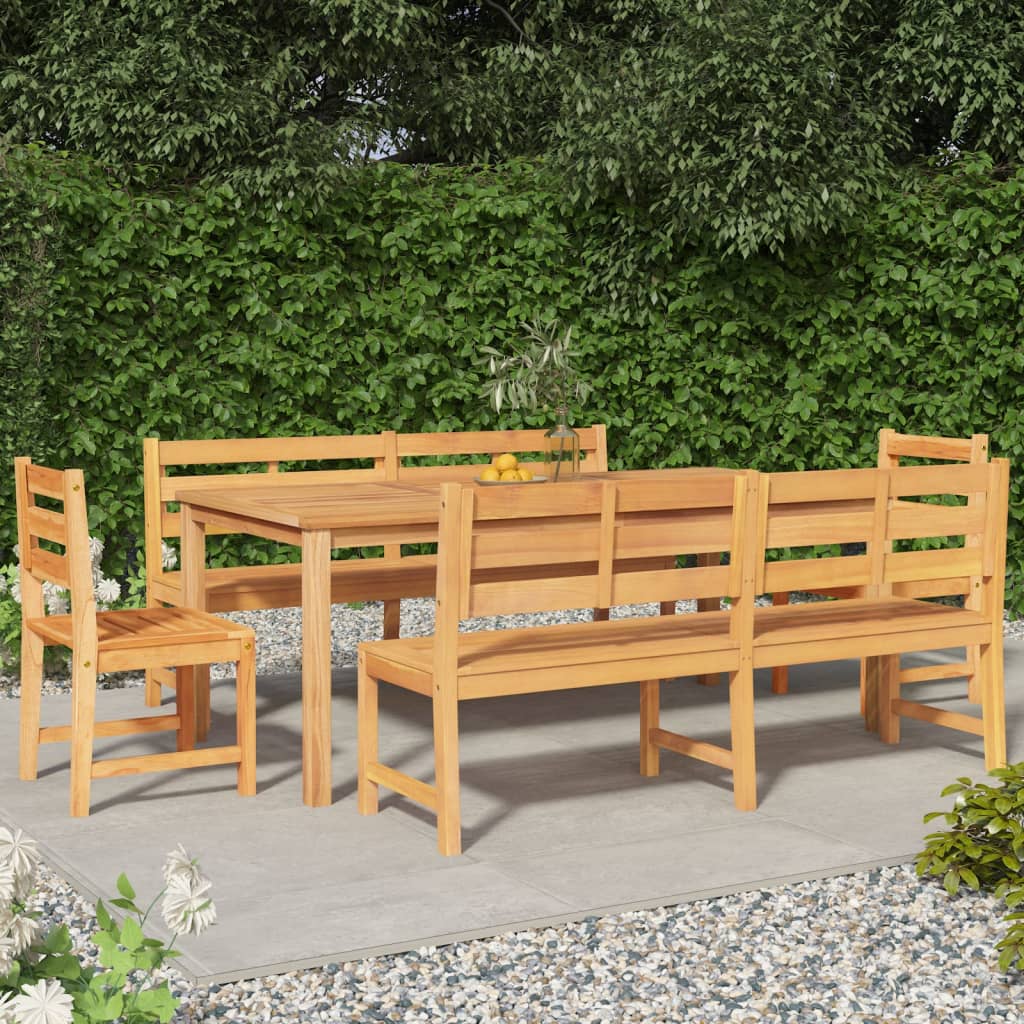 Juego de comedor para jardín 5 piezas madera maciza de teca