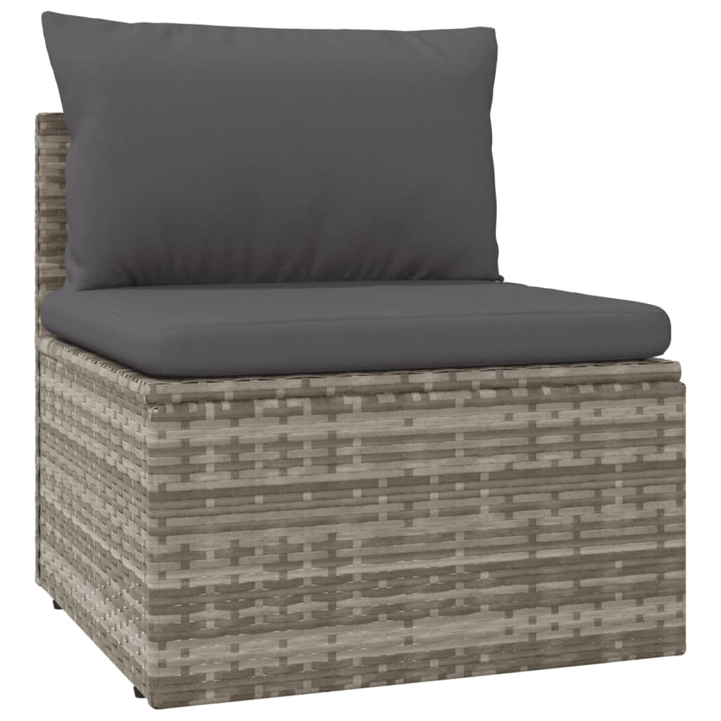 Sofás centrales de jardín 4 uds ratán PE gris 57x57x56 cm
