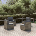 Sofás centrales de jardín 4 uds ratán PE gris 57x57x56 cm