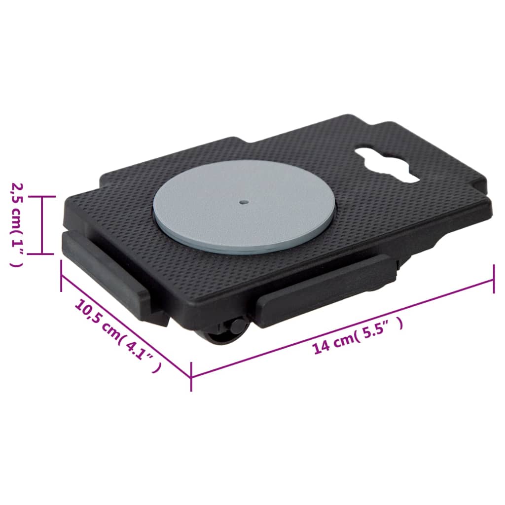 Plataformas móviles con 8 ruedas 12 uds PP negro 150 kg