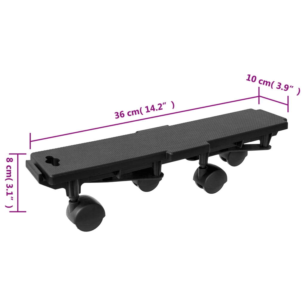 Plataformas móviles con 4 ruedas 10 uds PP negro 170 kg