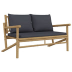 Set de muebles de jardín 3 piezas bambú con cojines gris oscuro