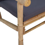 Set de muebles de jardín 3 piezas bambú con cojines gris oscuro