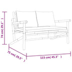 Set de muebles de jardín 3 piezas bambú con cojines gris oscuro