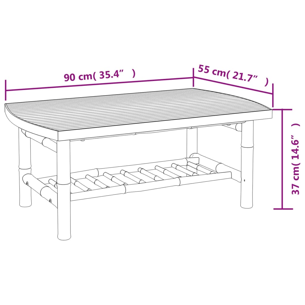 Set de muebles de jardín 3 piezas bambú con cojines gris oscuro