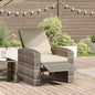 Sillón reclinable de jardín con cojines ratán sintético gris