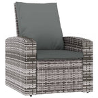 Sillón reclinable de jardín con cojines ratán sintético gris