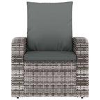 Sillón reclinable de jardín con cojines ratán sintético gris