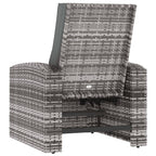 Sillón reclinable de jardín con cojines ratán sintético gris