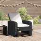 Sillón reclinable de jardín con cojines ratán sintético gris