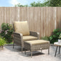 Sillón de jardín con reposapiés ratán sintético gris